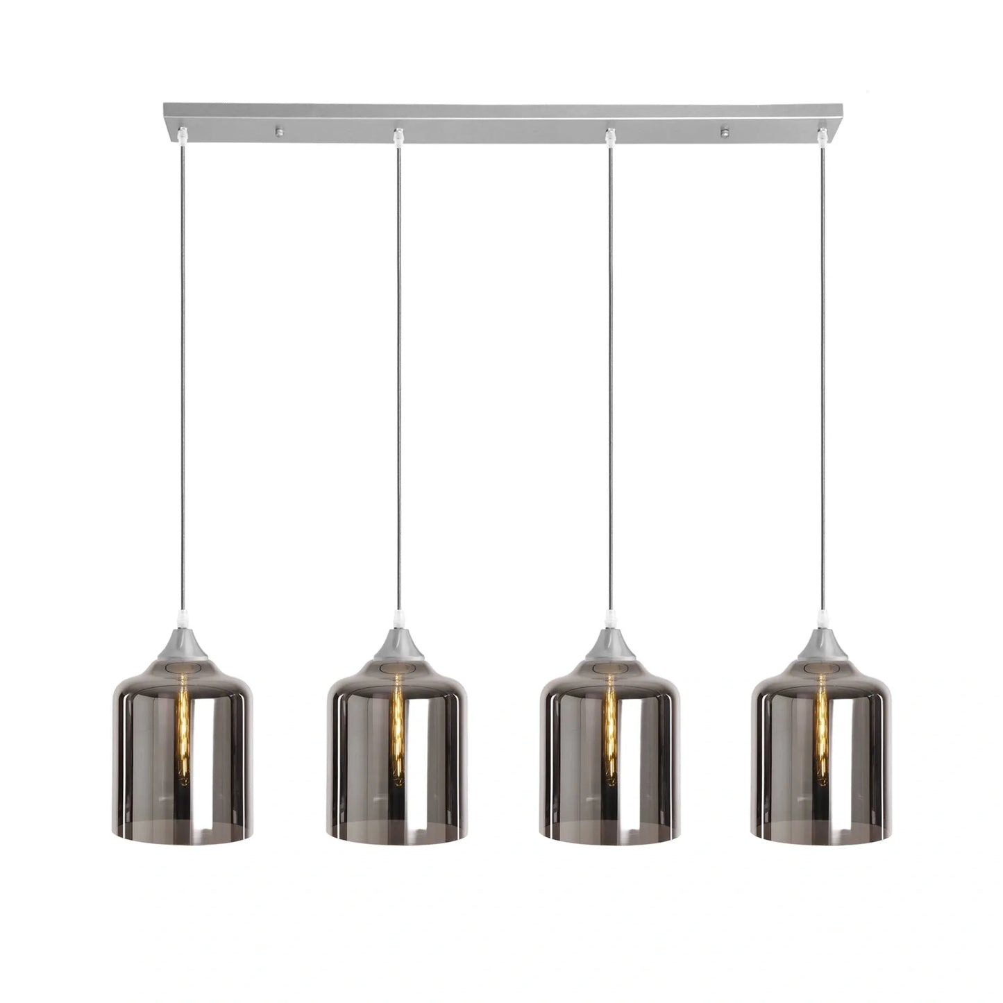 Murano 4 Light Silver Bar With Extra Large Cylinder Glass shades