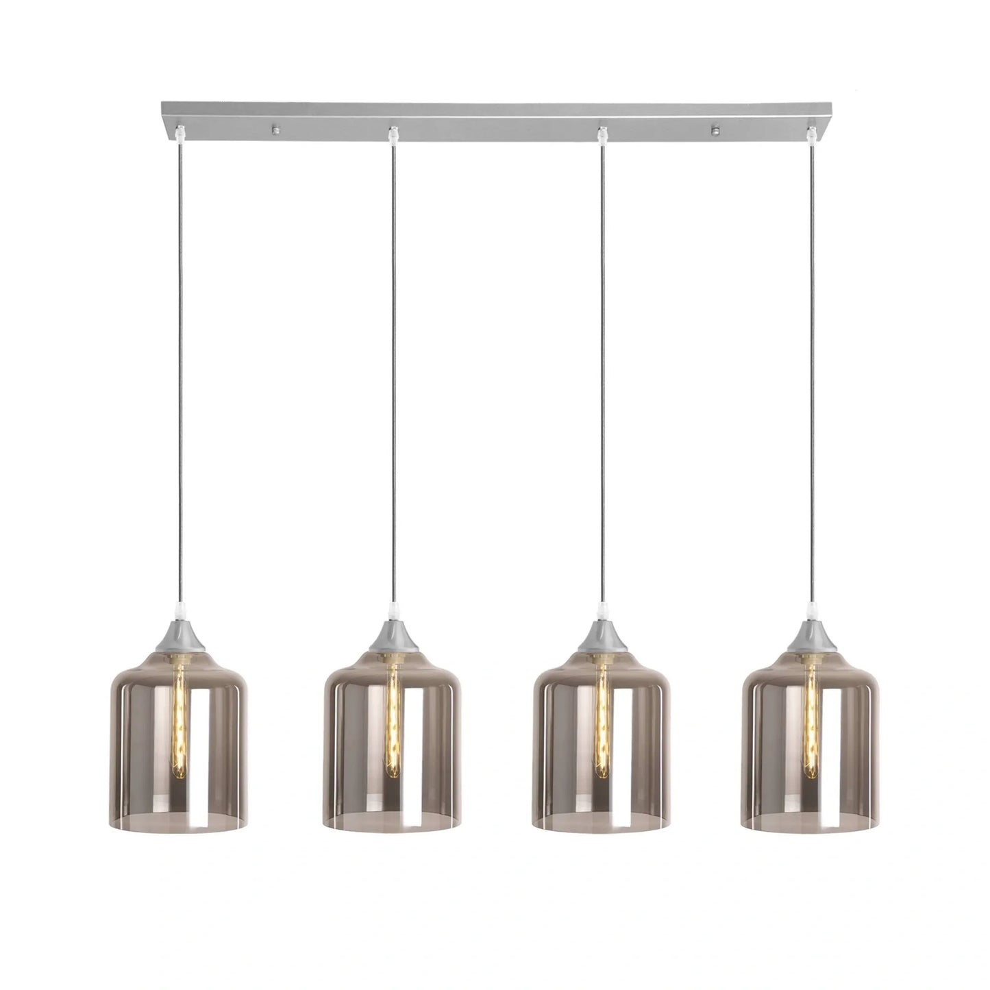 Murano 4 Light Silver Bar With Extra Large Cylinder Glass shades