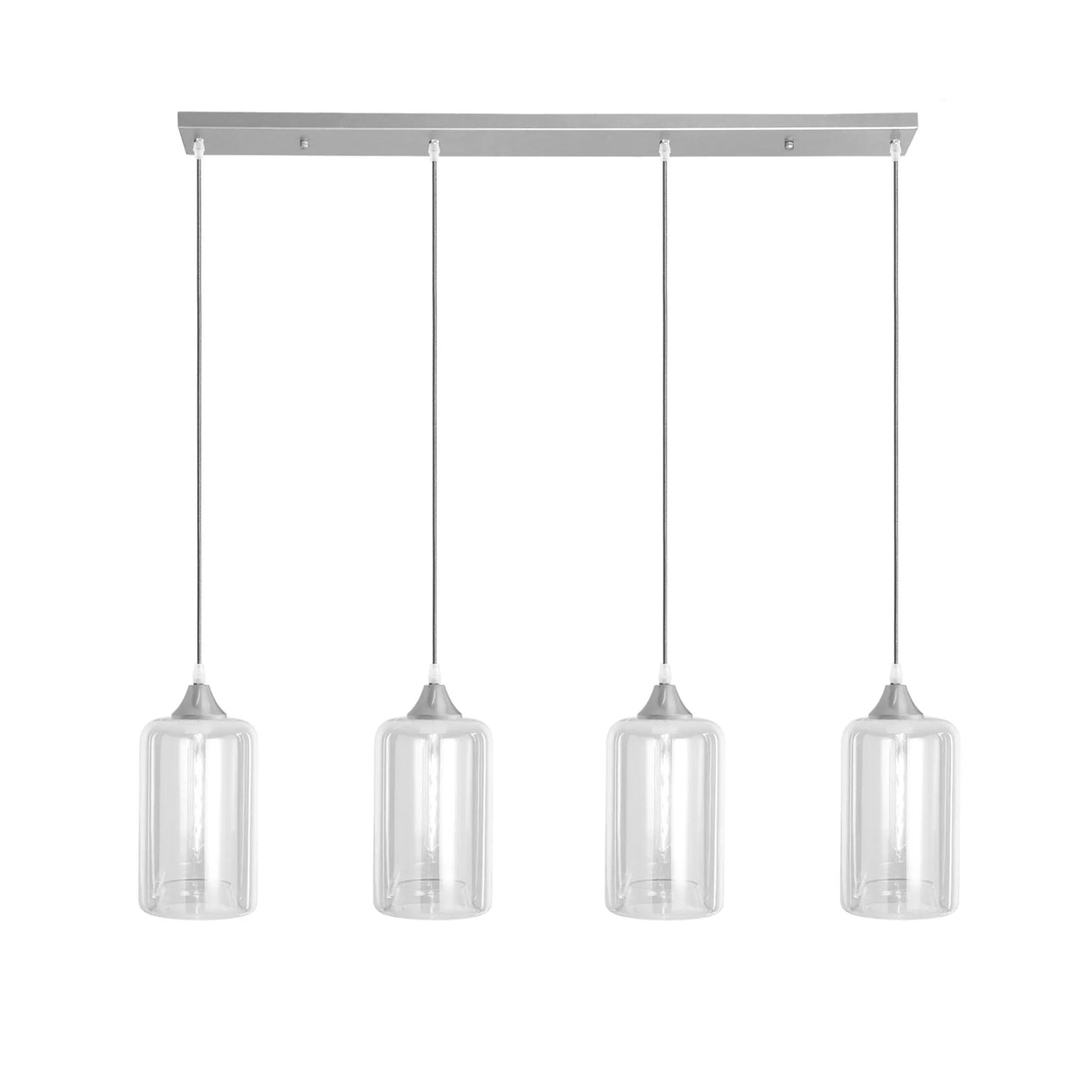 Murano 4 Light Silver Bar with Cylinder Glass shades
