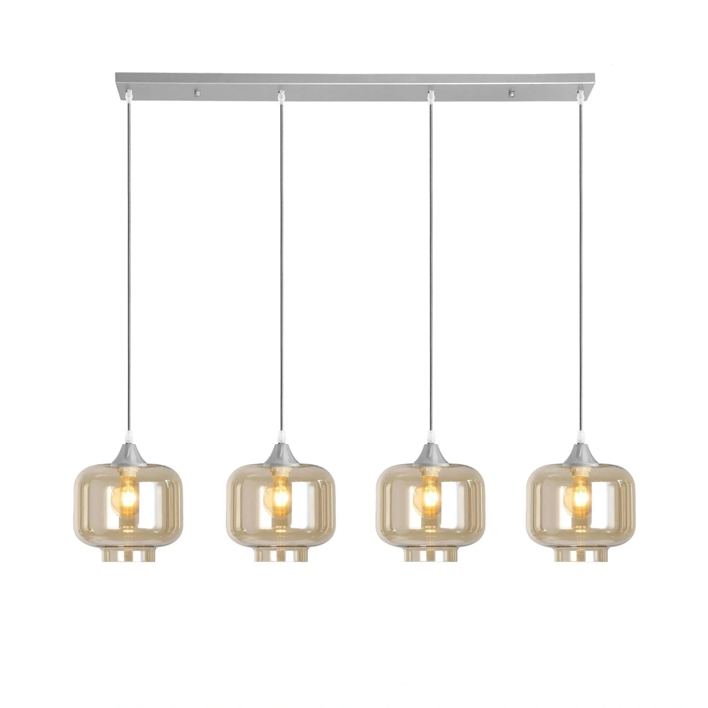 Murano 4 Light Silver Bar with 4 Round Glass shades