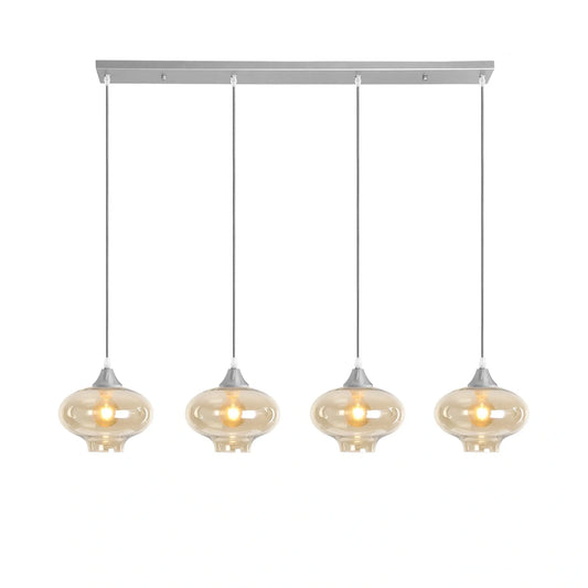 Murano 4 Light Silver Bar with Teardrop Glass shades