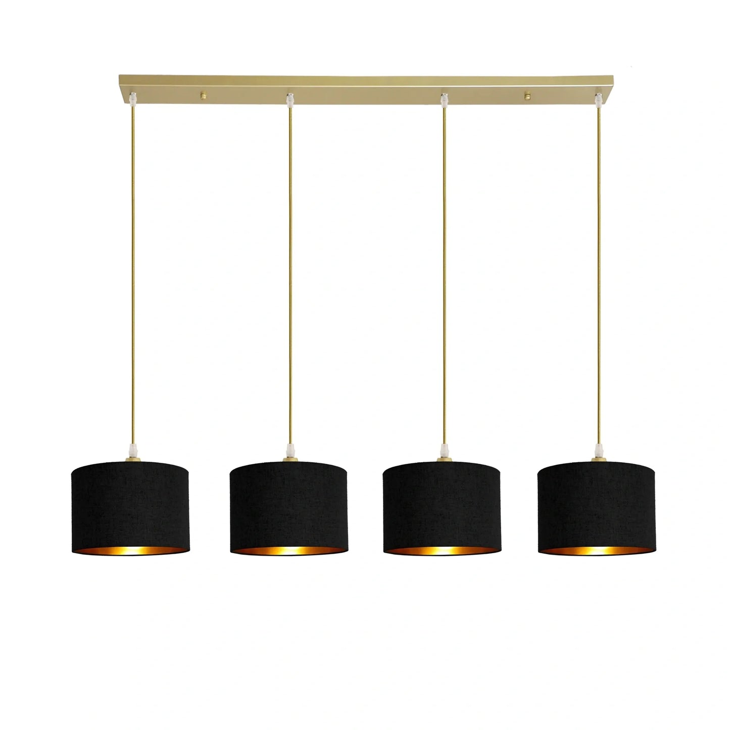 Murano 4 Light Gold bar with woven hand made fabric shades