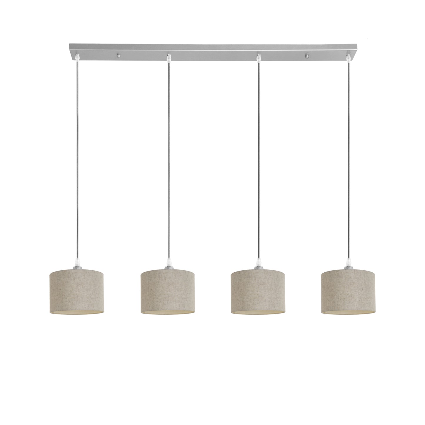 Murano 4 Light Silver bar with woven hand made fabric shades