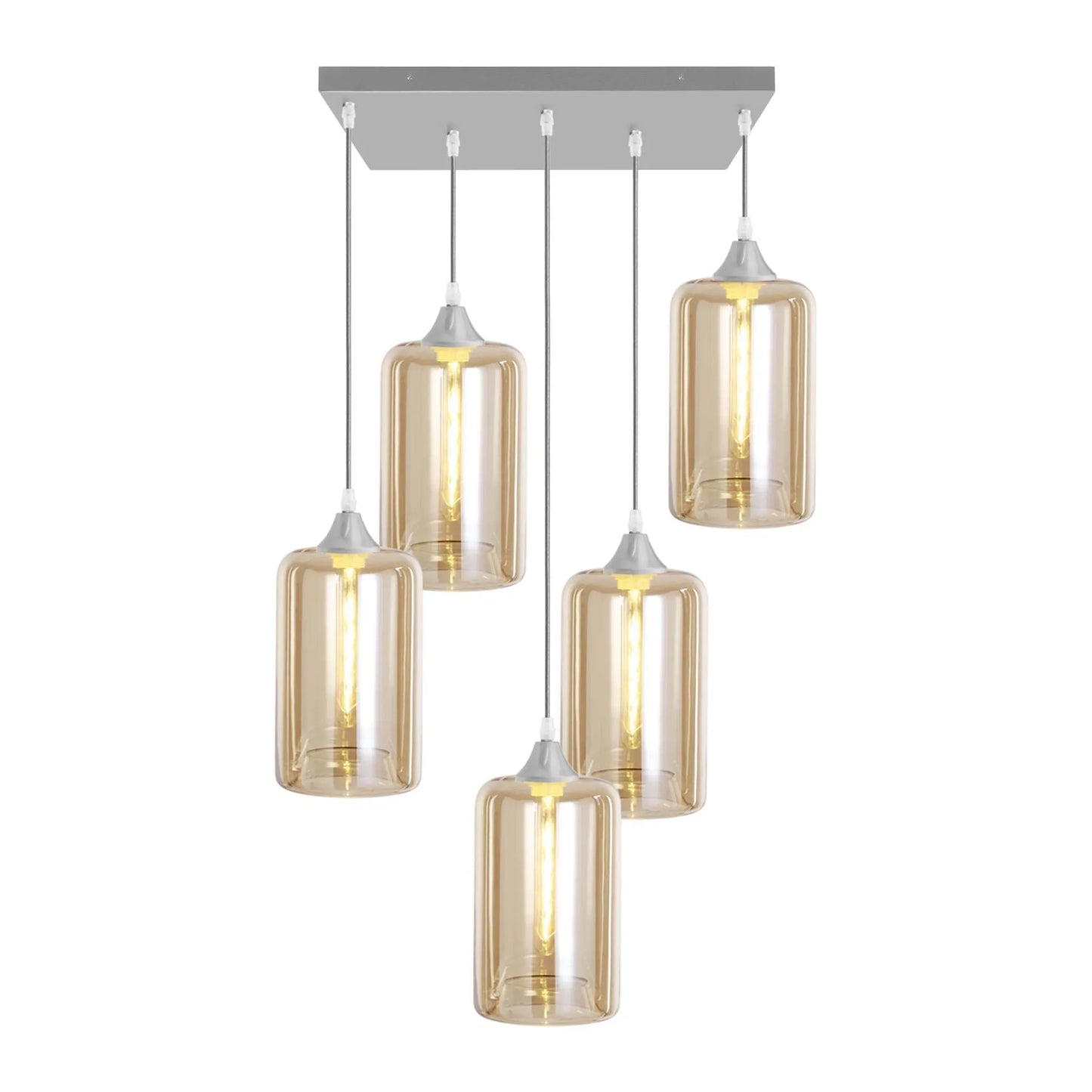 Murano 5 Light Silver Pendant with Cylinder Shades