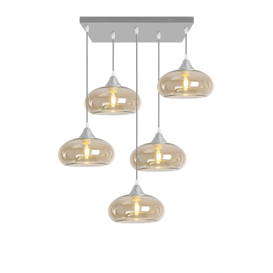 Murano 5 Light Silver Pendant Mushroom Shades