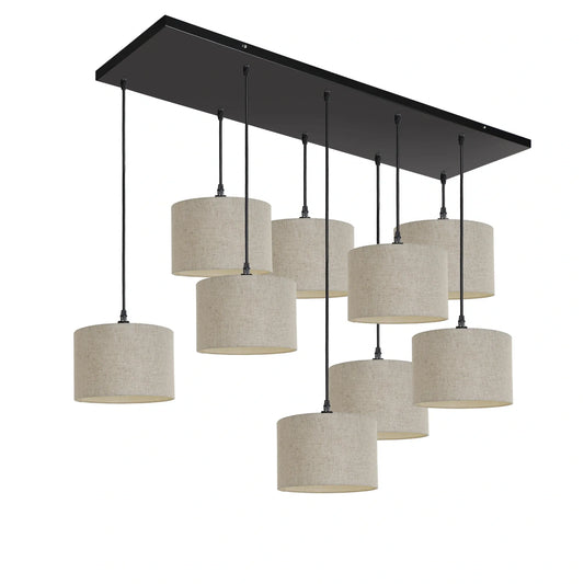 Murano 9 Light Pendant with Woven Hand Made Fabric Shades