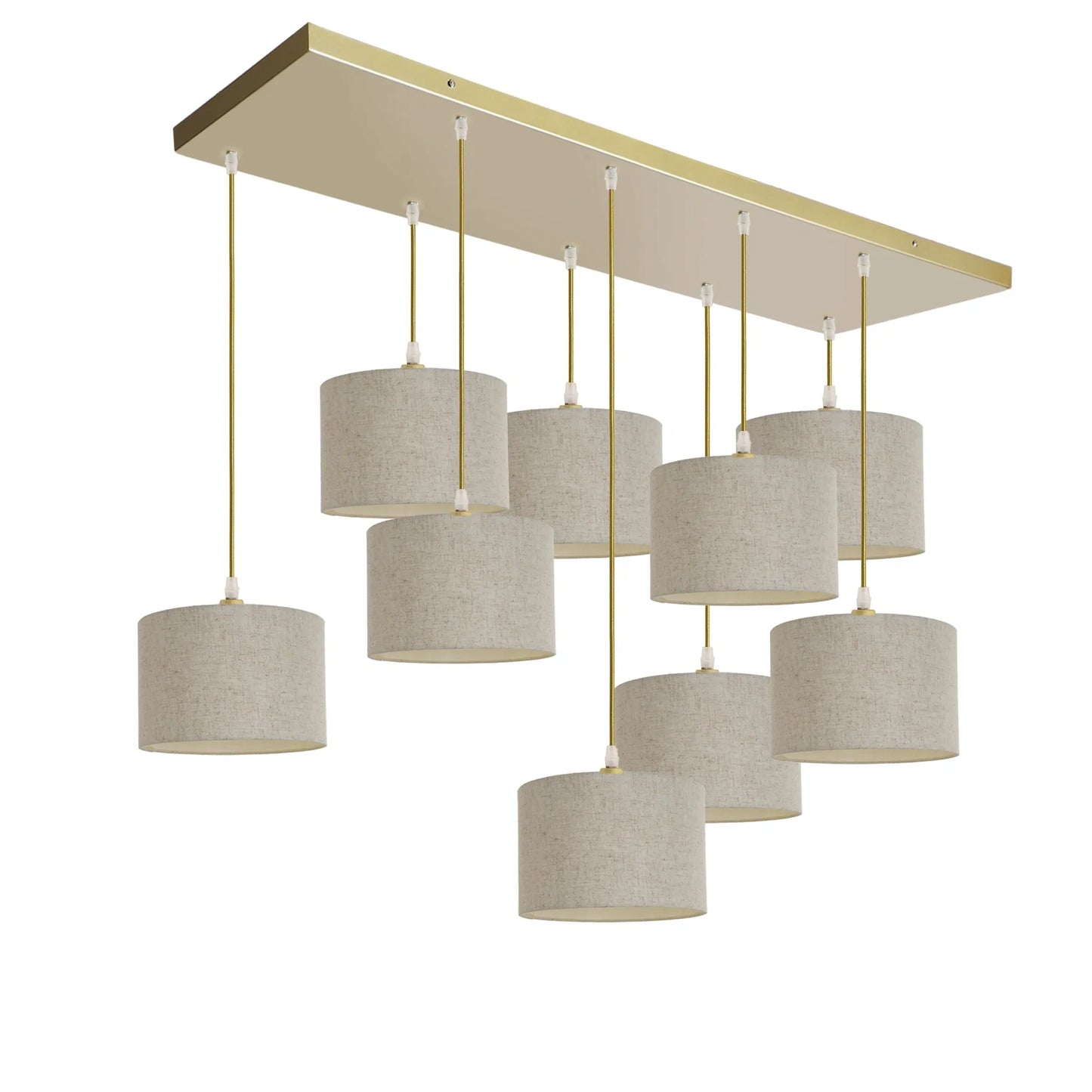 Murano 9 Light Gold with Hand Made Fabric Shades