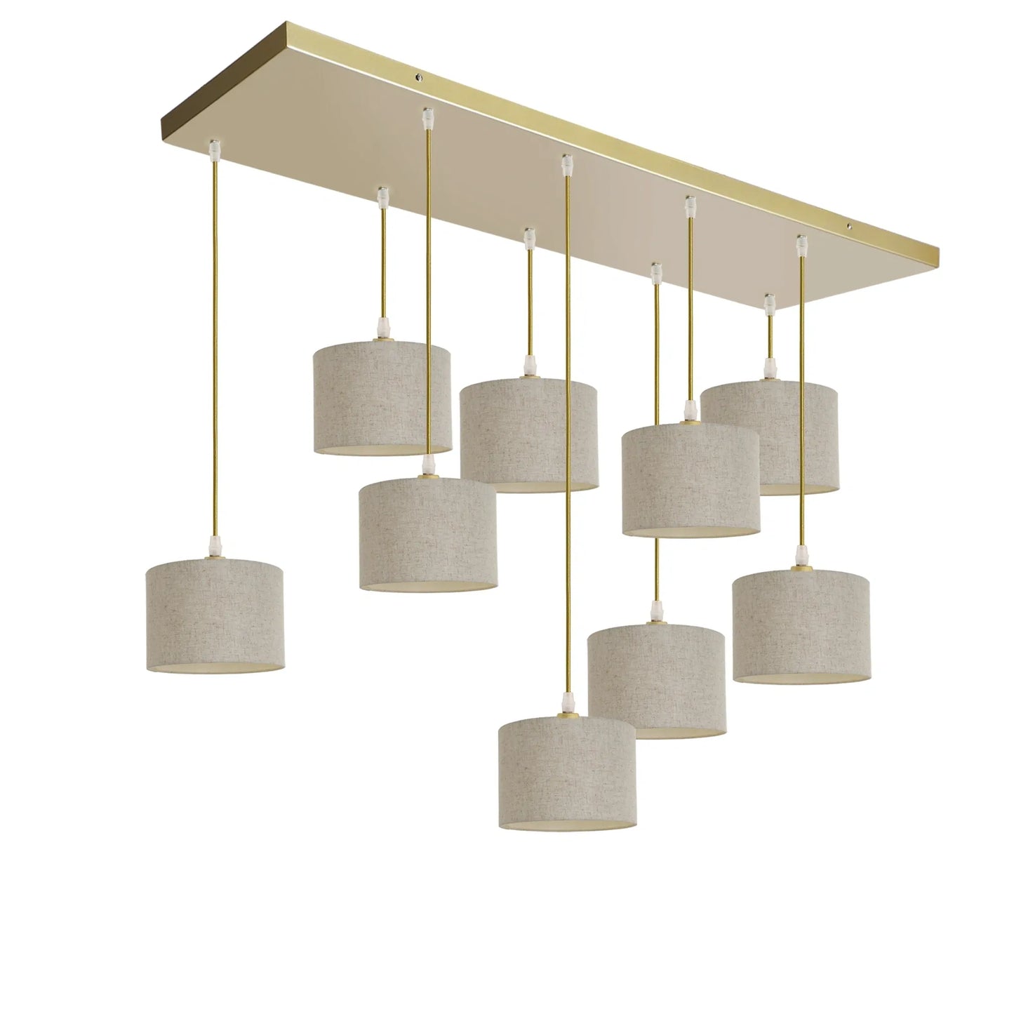 Murano 9 Light Gold with Hand Made fabric Shades