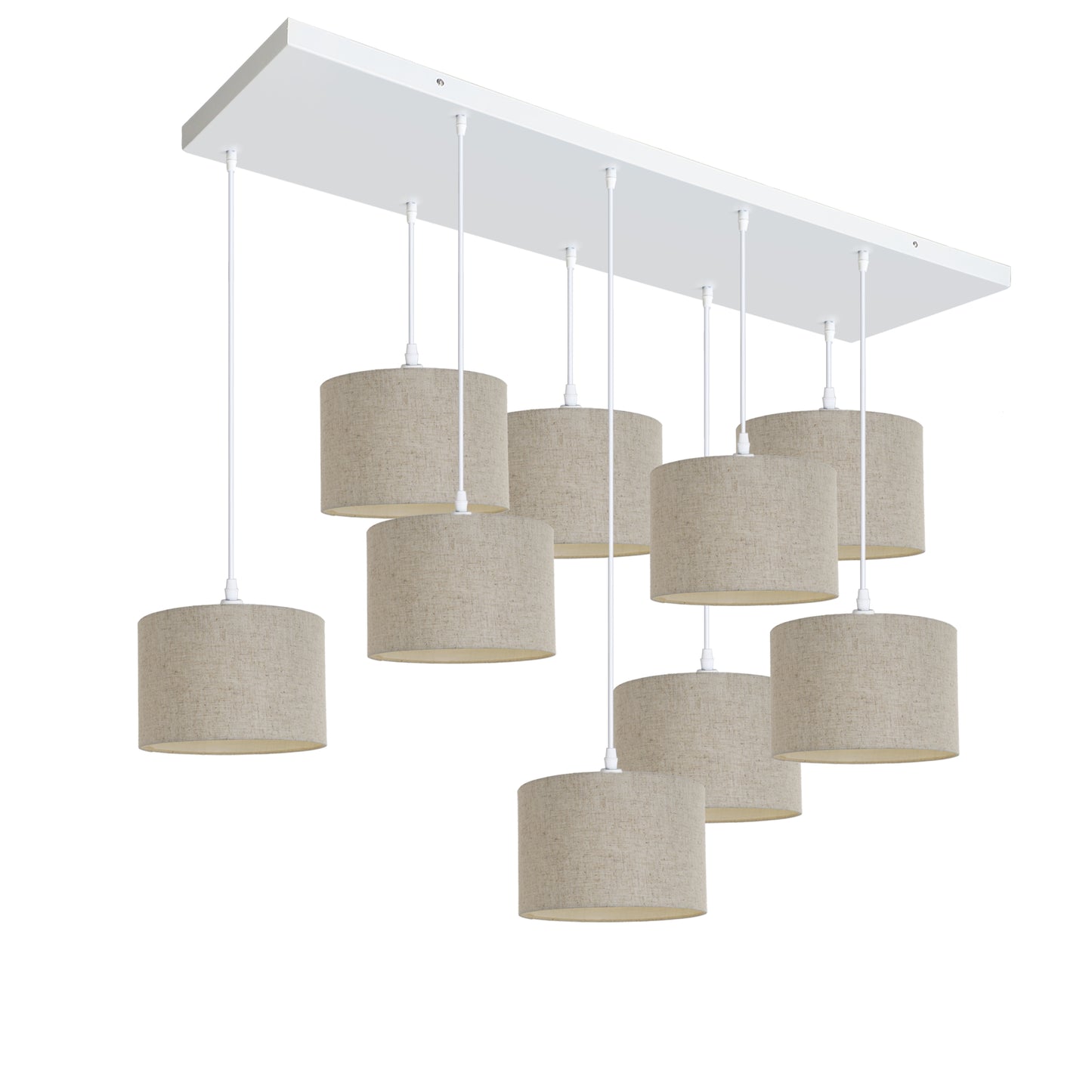 Murano 9 Light Pendant with Woven Hand Made Fabric Shades