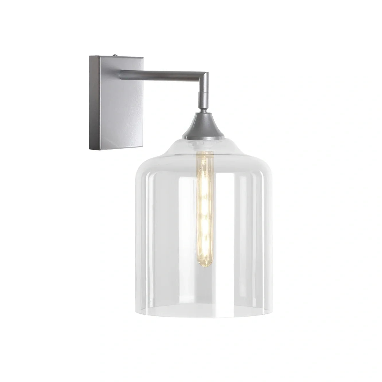 Murano Silver Wall Light with Extra Large Cylinder Glass Shade