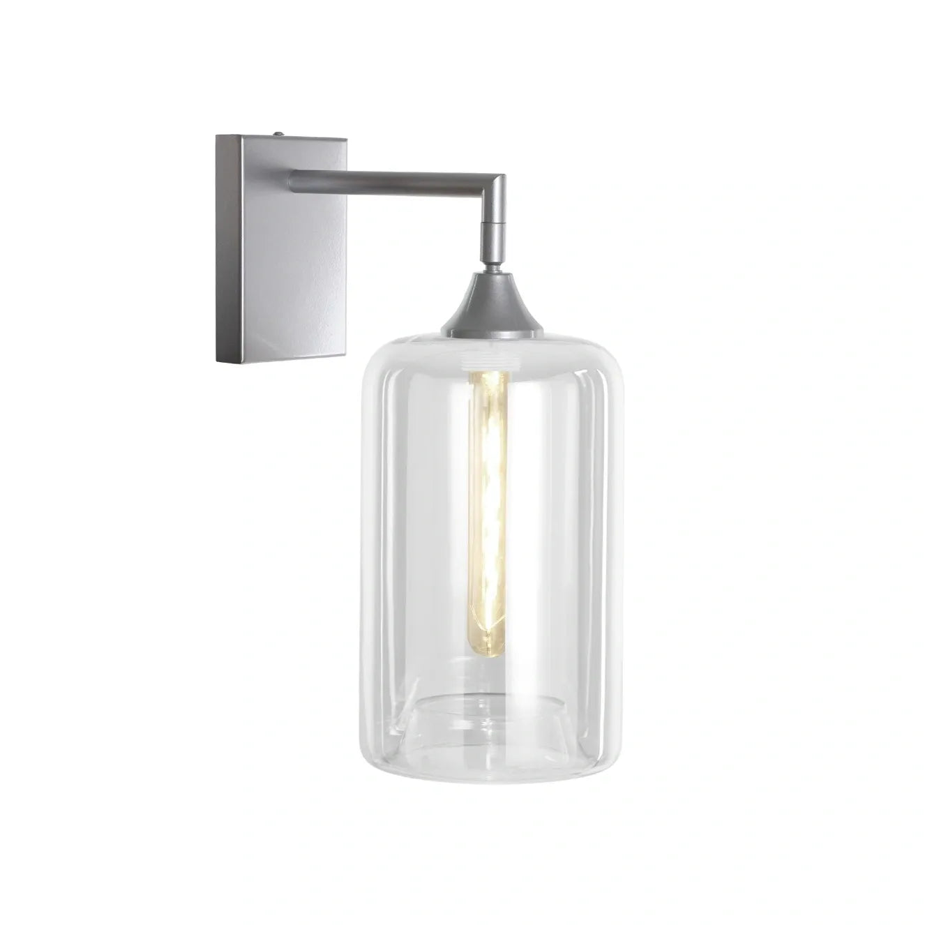 Murano Silver Wall Light with Cylinder Glass Shade