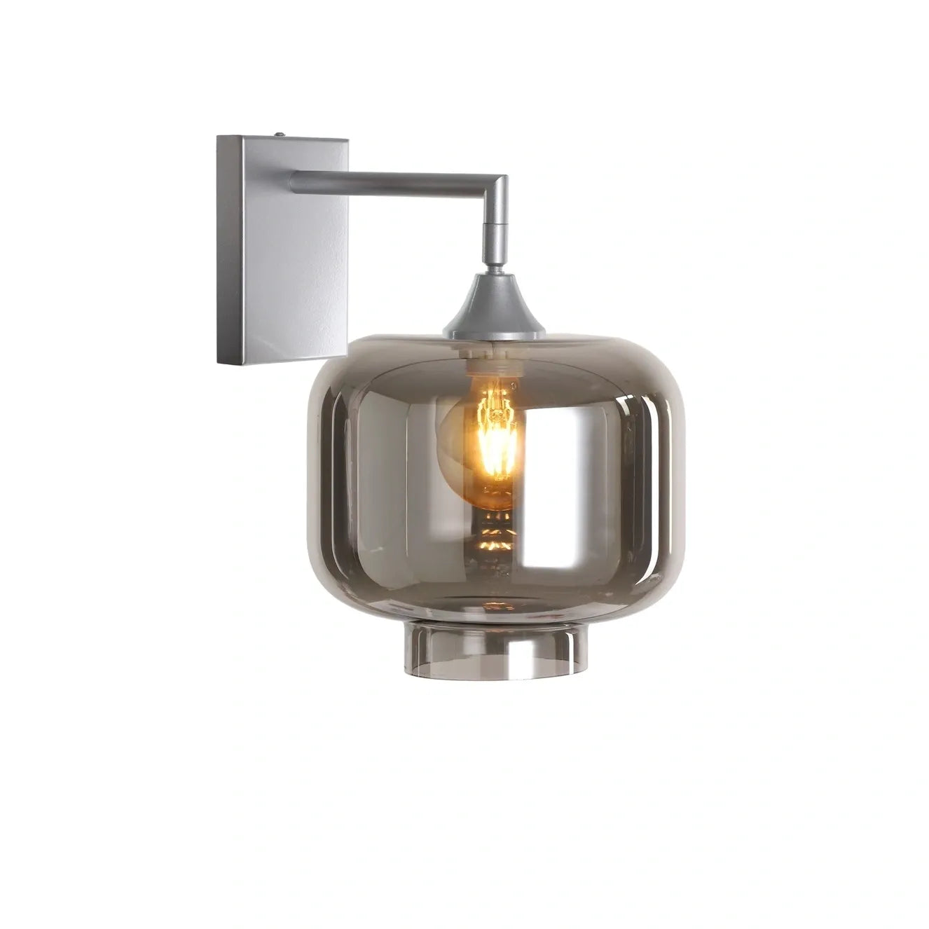 Murano Silver Wall Light with Round Cylinder Glass Shade