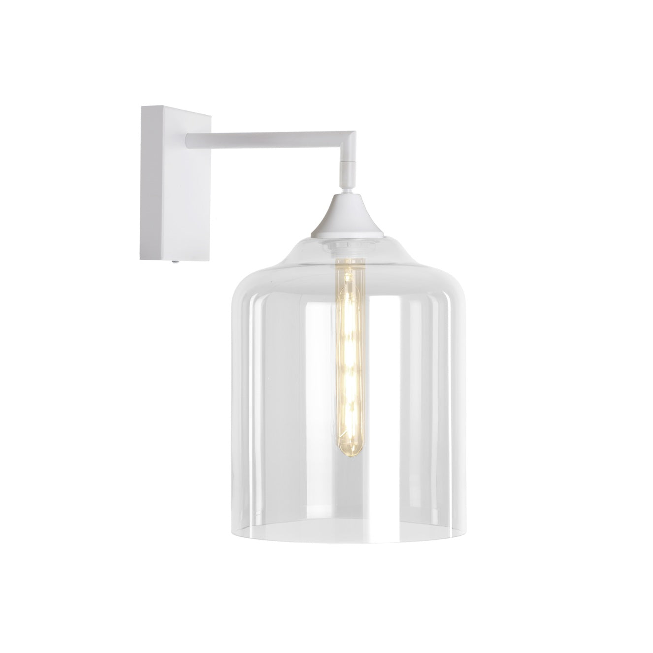 Murano White Wall Light with Large Cylinder glass