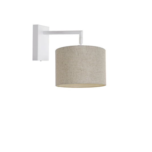 Murano White Wall Light with Woven Hand Made Fabric Shade