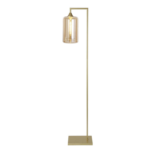 Murano Gold Floor Lamp with Slim Cylinder Glass Shade