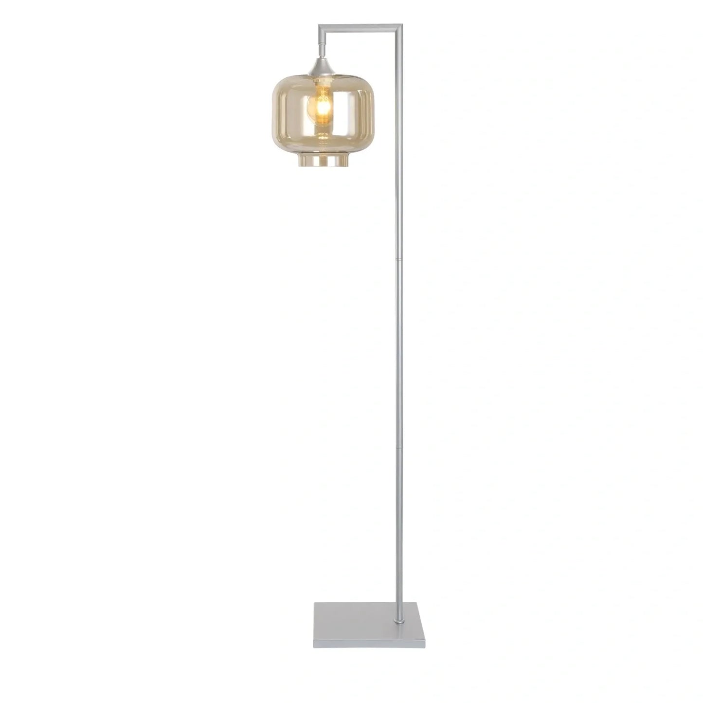 Murano Silver Floor Lamp with Large Round Glass Shade