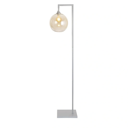 Murano Silver Floor Lamp with Globe Glass Shade