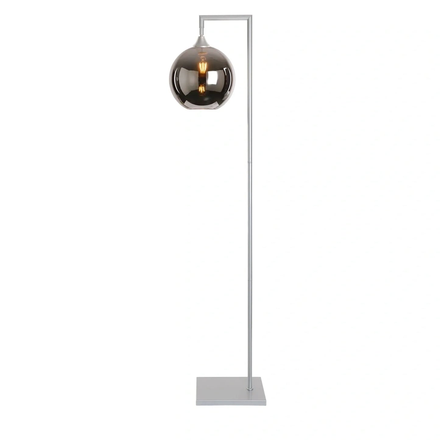 Murano Silver Floor Lamp with Globe Glass Shade