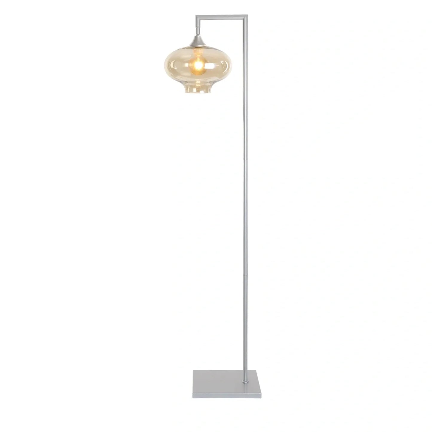 Murano Silver Floor Lamp with Teardrop Glass Shade