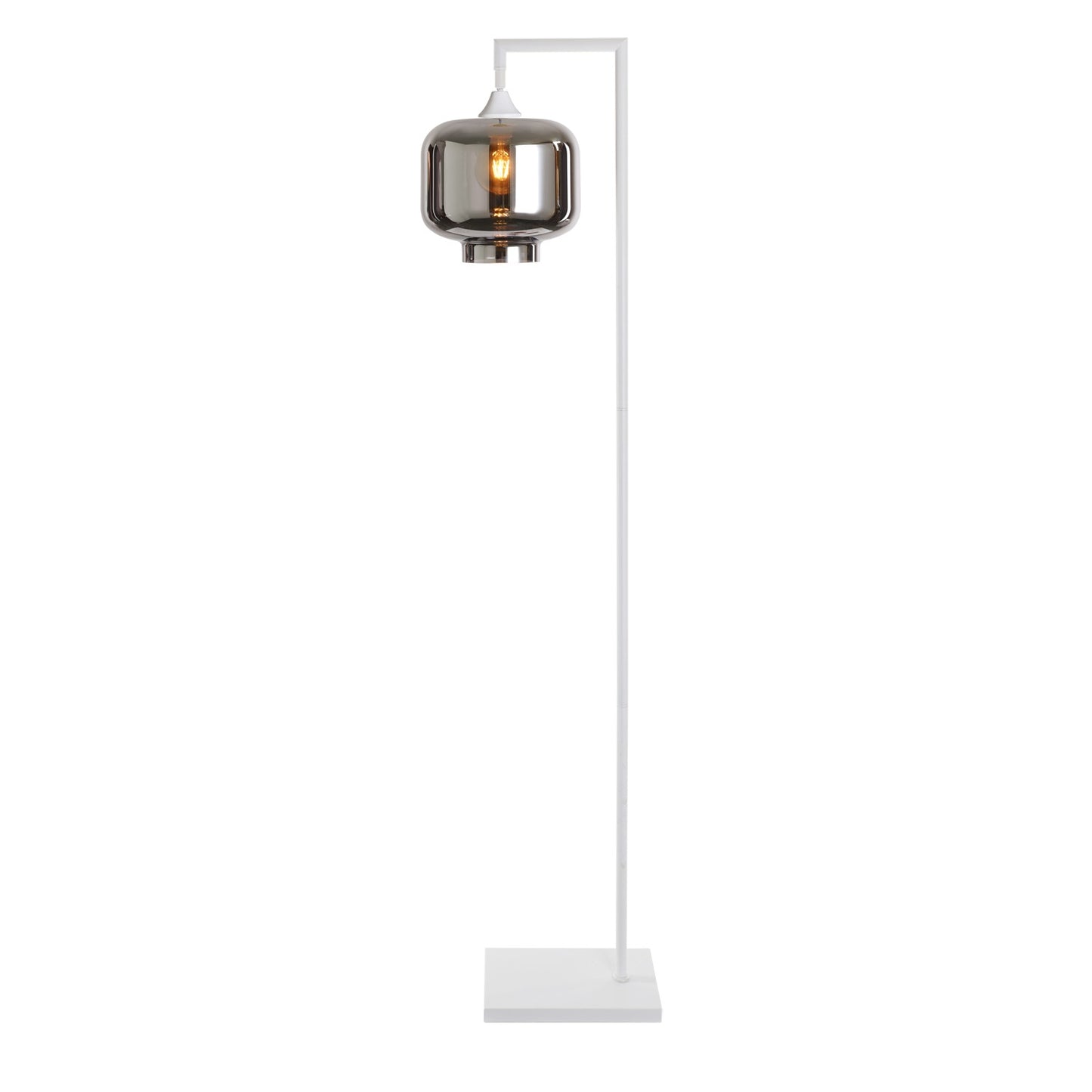 Murano White Floor Lamp with Large Round Glass Shade