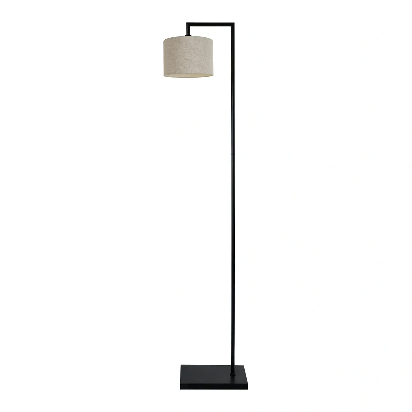 Murano Black Floor Lamp with Woven Small Hand Made fabric Shade