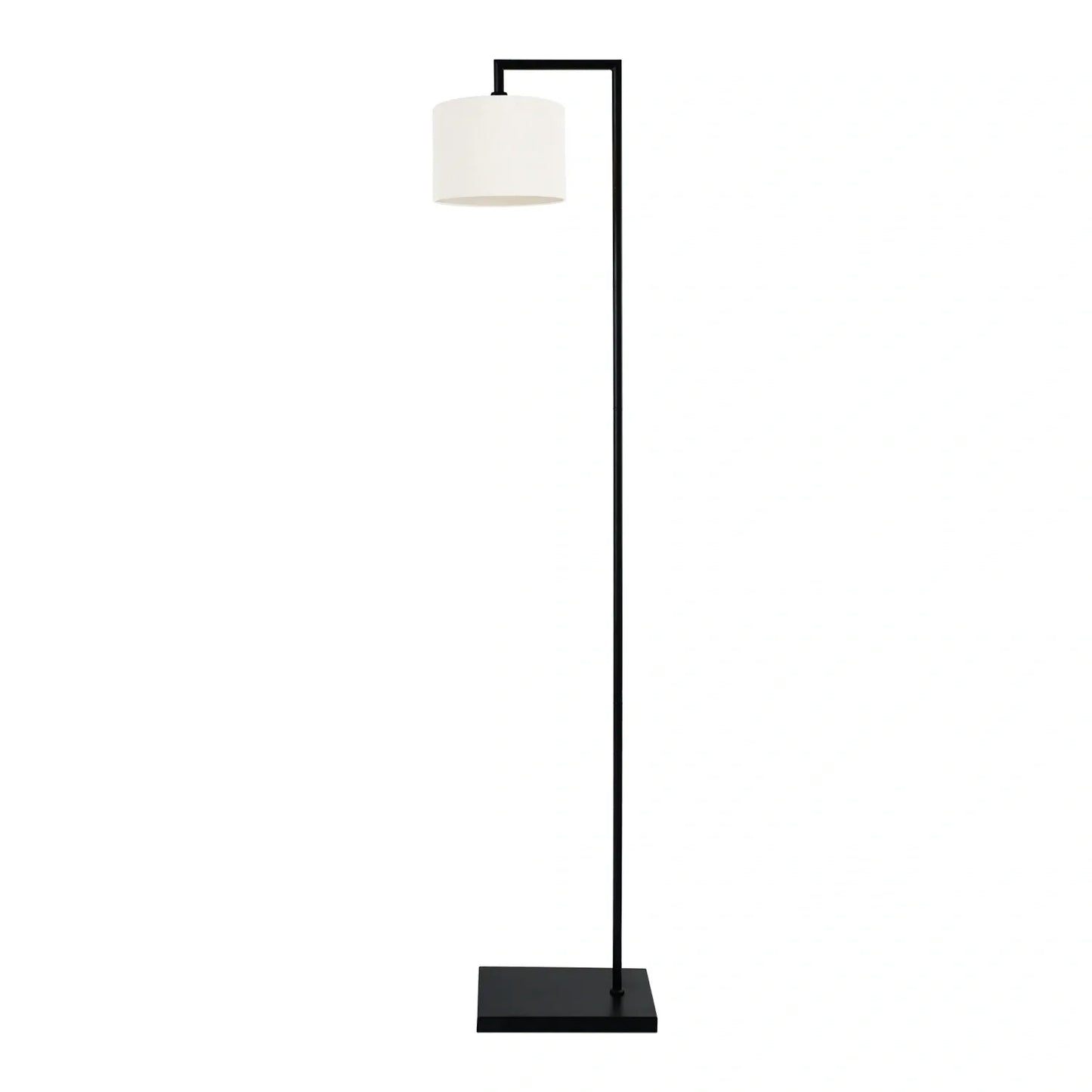 Murano Black Floor Lamp with Woven Small Hand Made fabric Shade