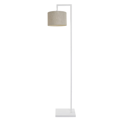 Murano White Floor Lamp with Woven Large Hand Made fabric Shade