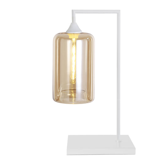 Murano Large White Table Lamp with Slim Cylinder Glass Shade