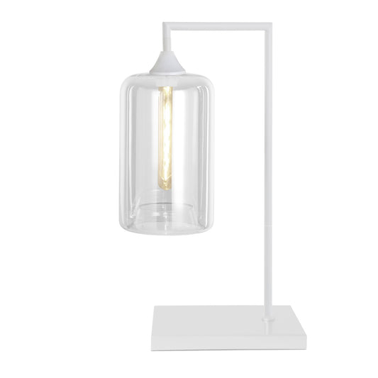 Murano Large White Table Lamp with Slim Cylinder Glass Shade