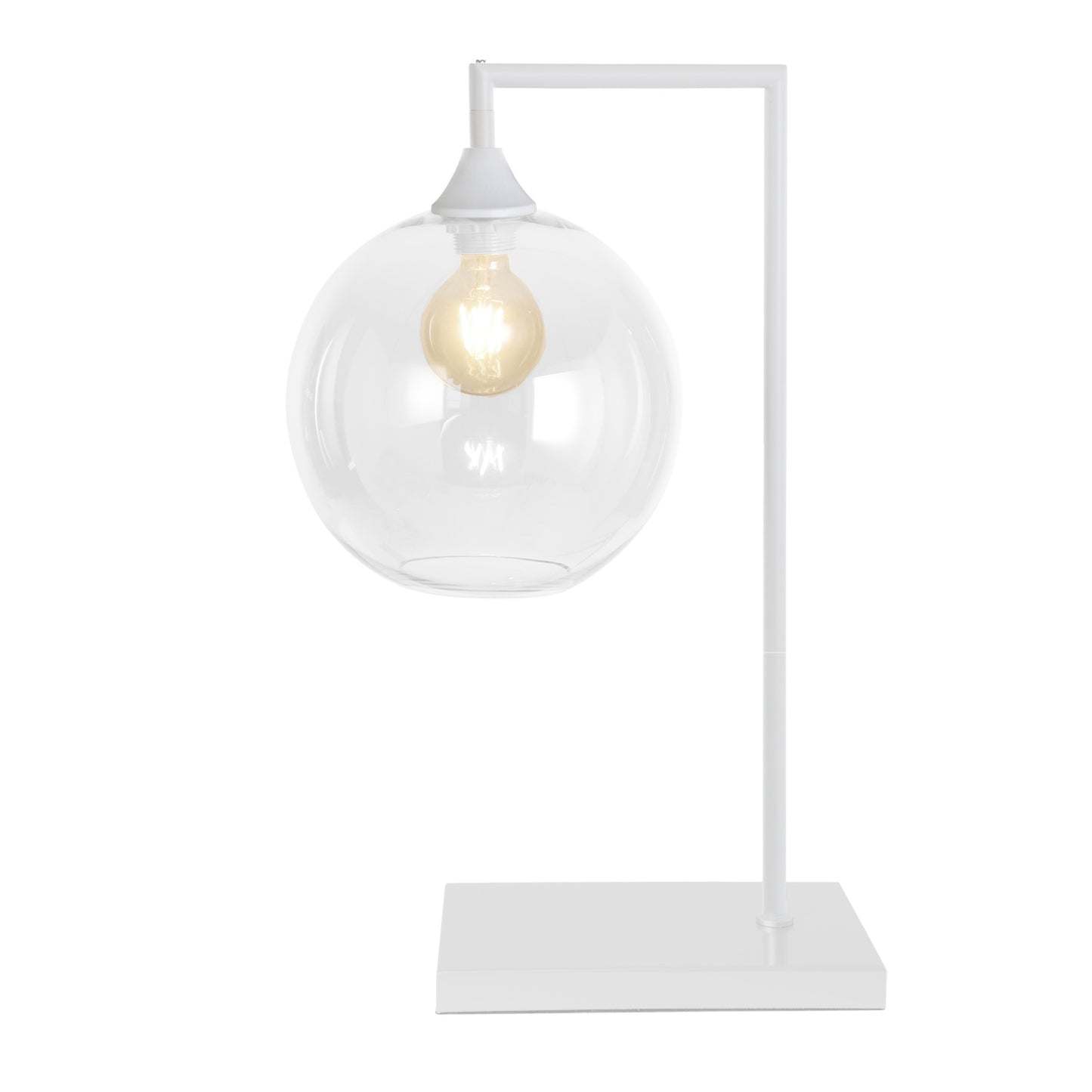 Murano Large White Table Lamp with clear Globe Glass Shade