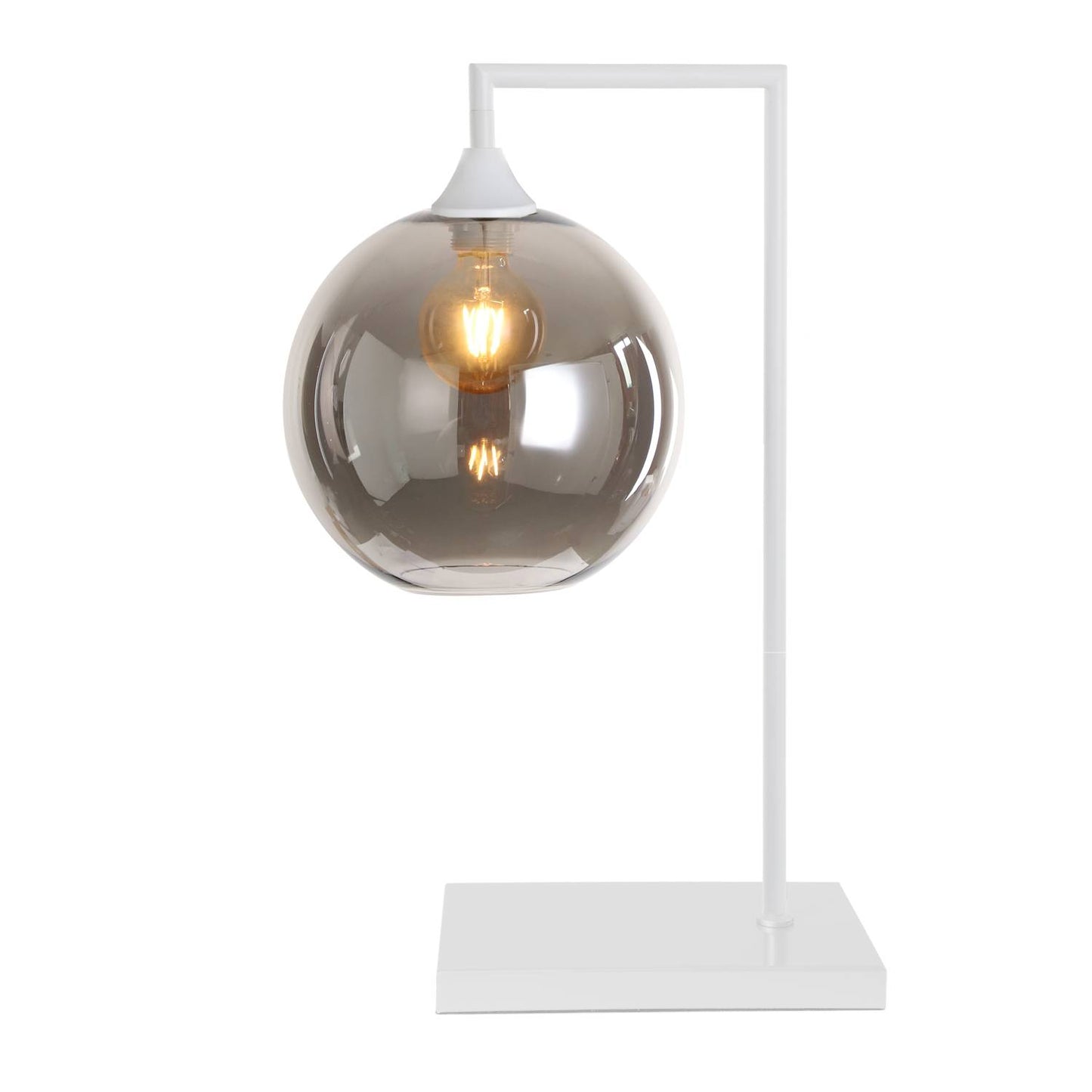 Murano Large White Table Lamp with clear Globe Glass Shade
