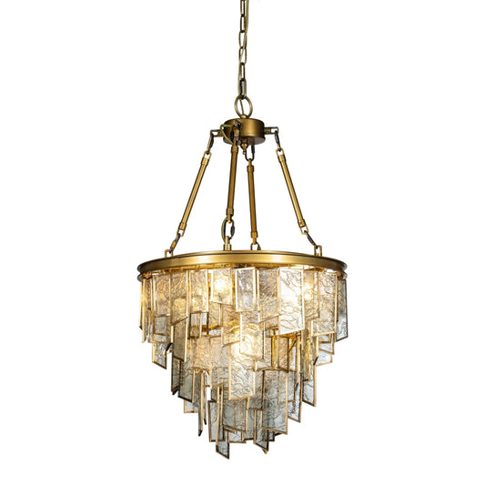 Burano Tiered Textured Glass Pendant Brass/Gold