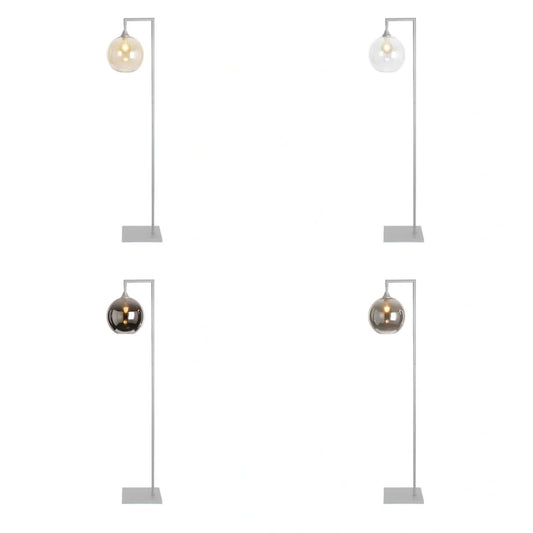 Murano Silver Floor Lamp with Globe Glass Shade