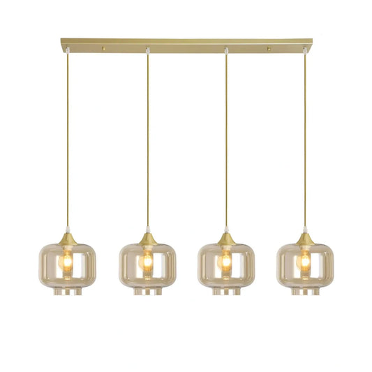 Murano 4 Light Gold Bar with 4 Round Glass shades