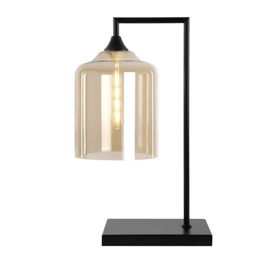 Murano Large Black Table Lamp with Glass Shade