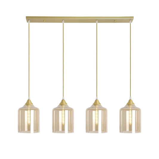 Murano 4 Light Gold Bar With Large Cylinder Glass shades