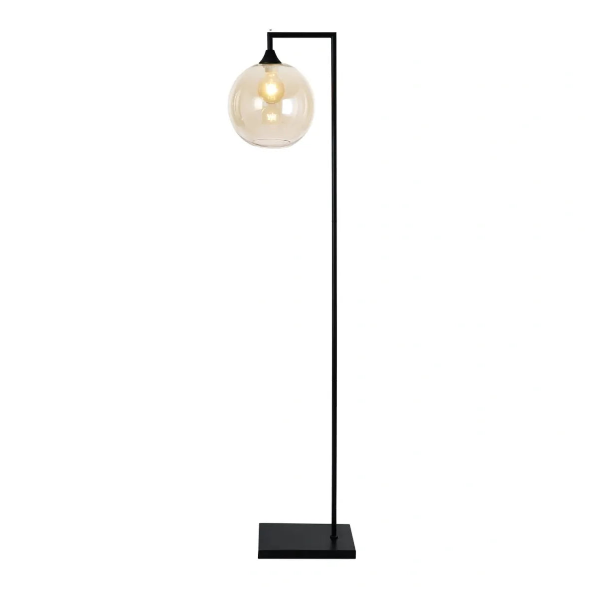Murano Black Floor Lamp with Globe Glass Shade