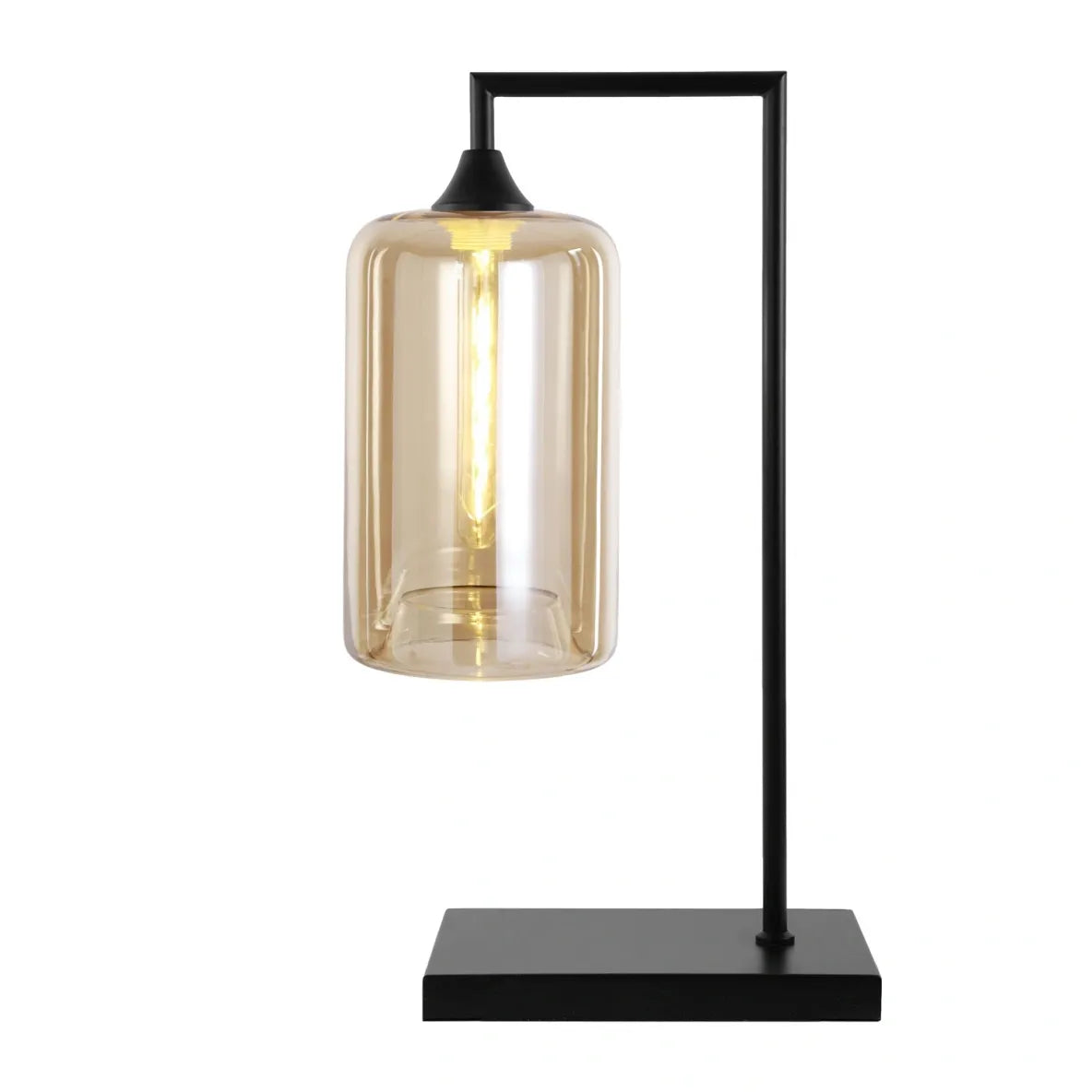 Murano Large Black Table Lamp with Slim Cylinder Glass Shade