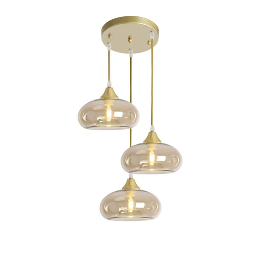Murano 3 Light Pendant With Mushroom Glass Shades