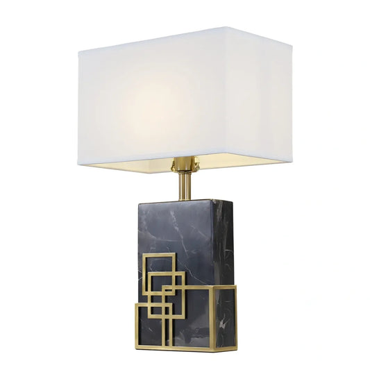 Large Solid Marble Rectangular Table Lamp with Shade