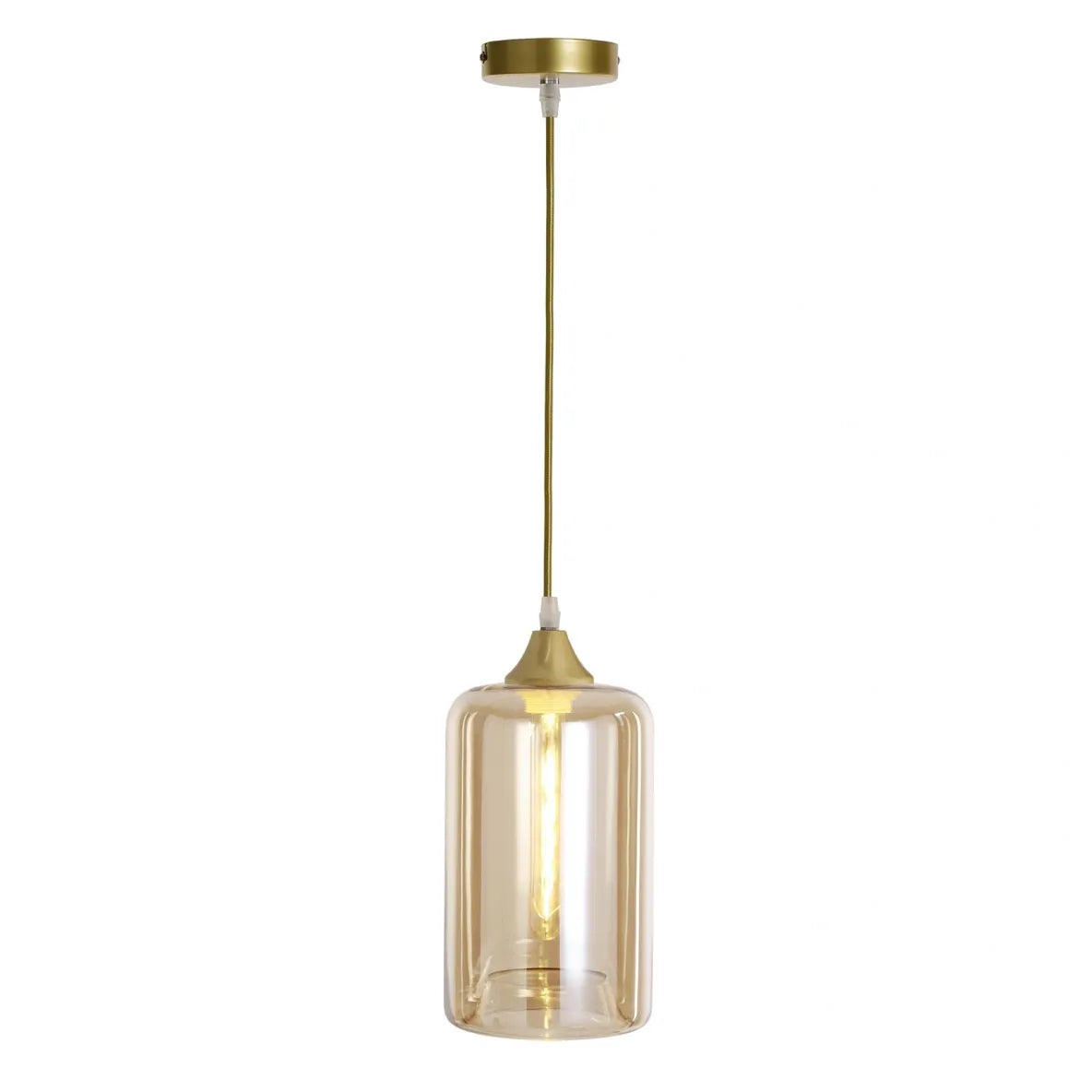 Murano 1 Light Pendant Slim Cylinder Gold