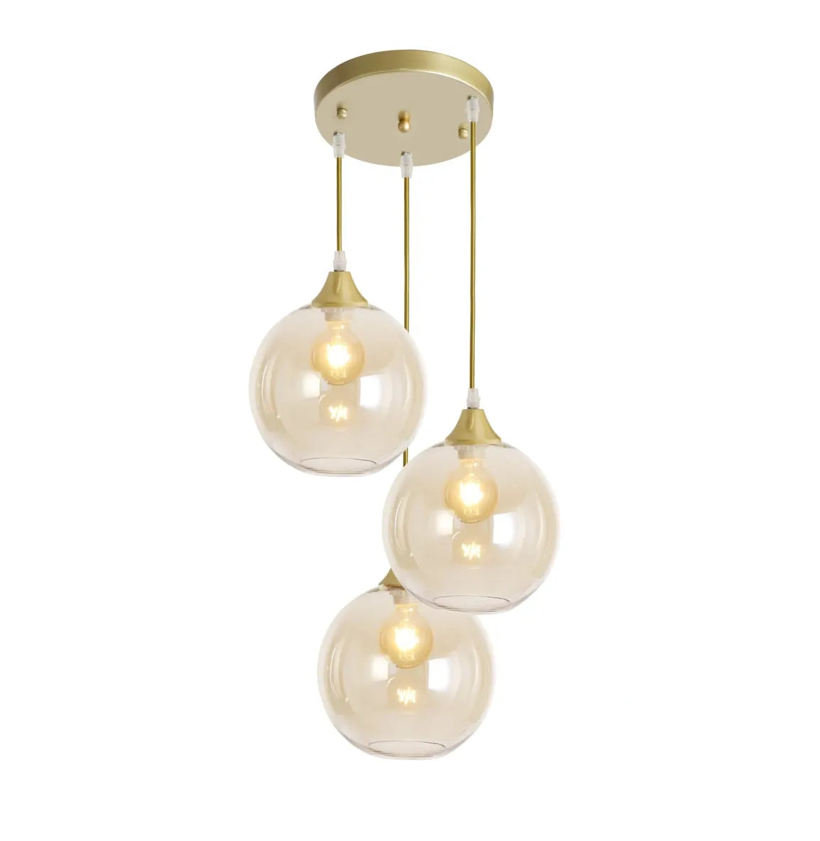 Murano 3 Light Gold Pendant With Globe Glass Shades