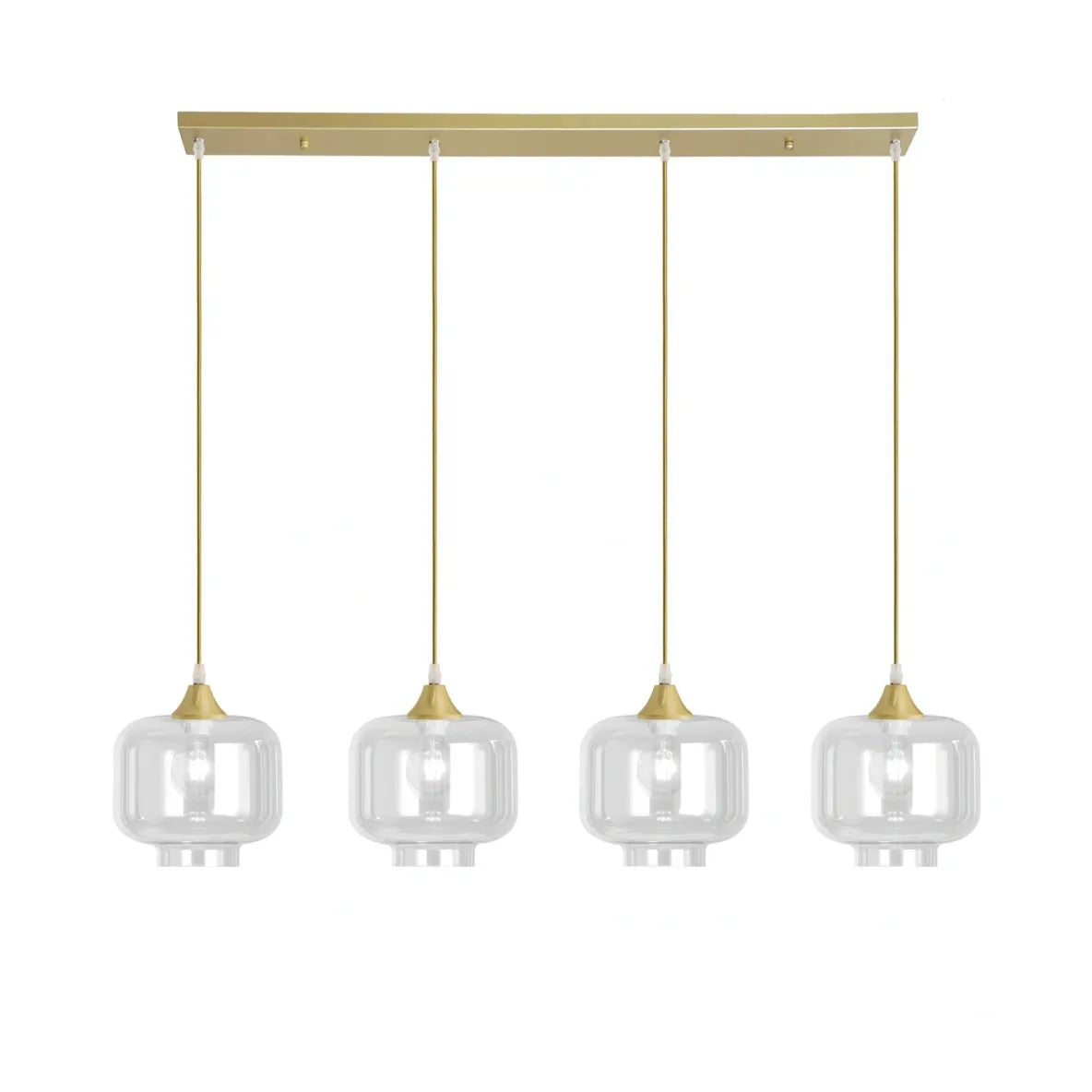 Murano 4 Light Gold Bar with 4 Round Glass shades