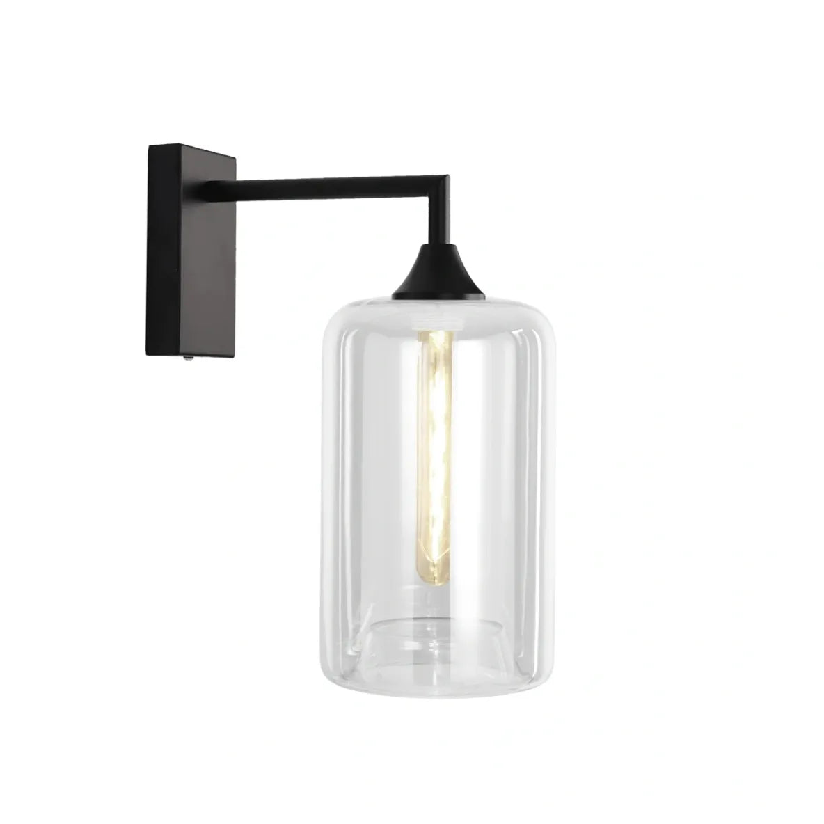 Murano Black Wall Light with Slim Cylinder glass