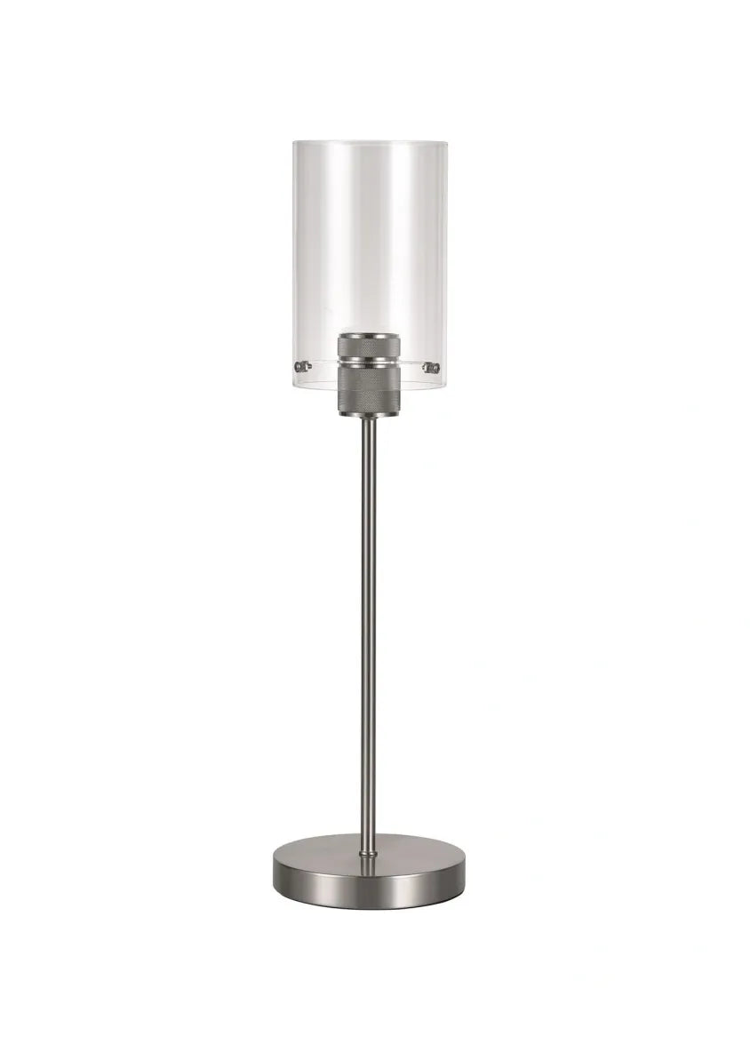 Slim Nickel Table lamp with Clear Glass Shade