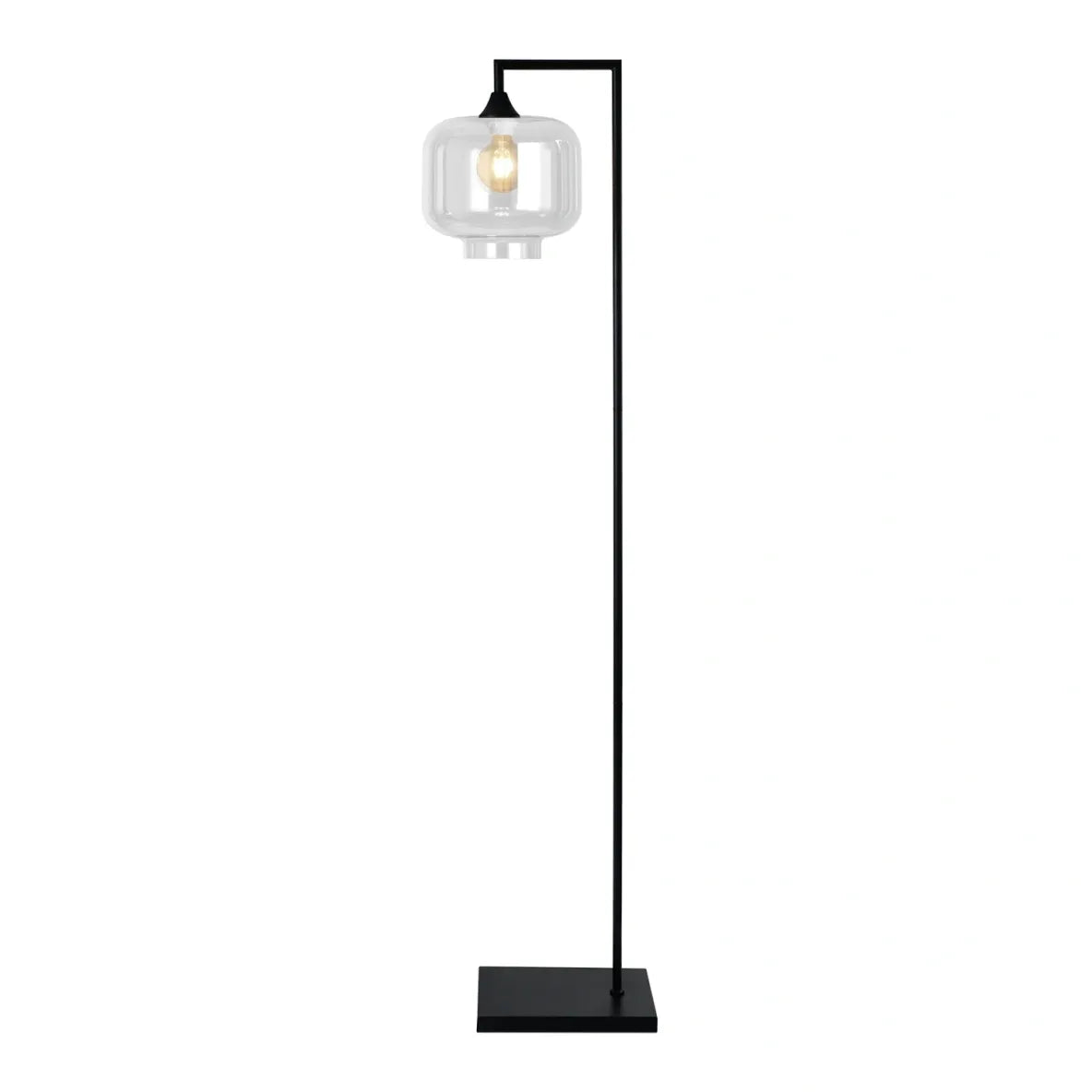 Murano Black Floor Lamp with Large Round Glass Shade