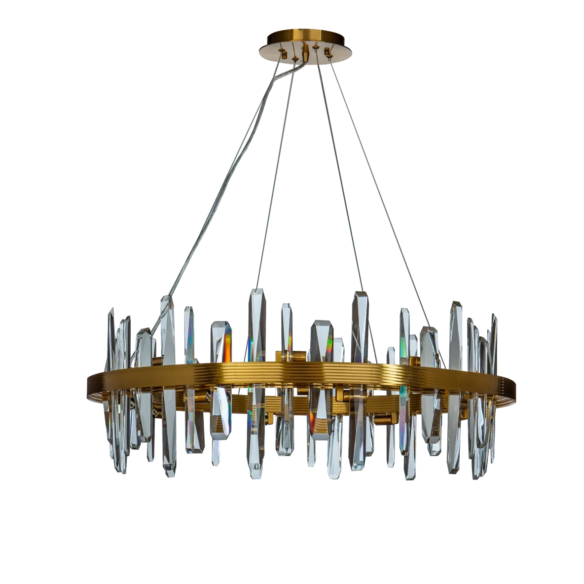 Burano Round Faceted Crystal pendant Brass