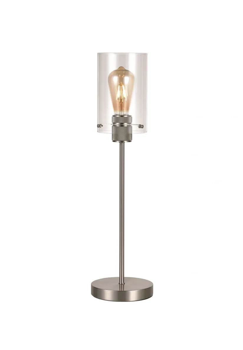 Slim Nickel Table lamp with Clear Glass Shade