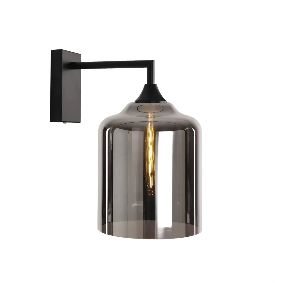 Murano Black Wall Light with Large Cylinder glass