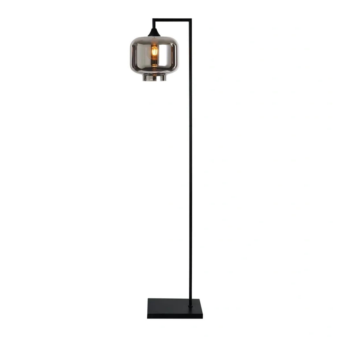 Murano Black Floor Lamp with Large Round Glass Shade